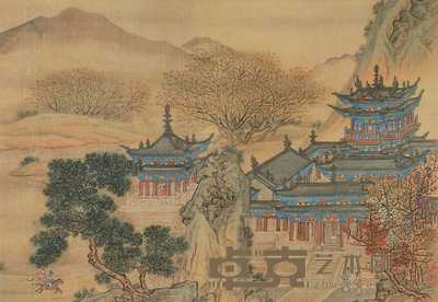 仇英（款） 山水 立轴 34×49cm